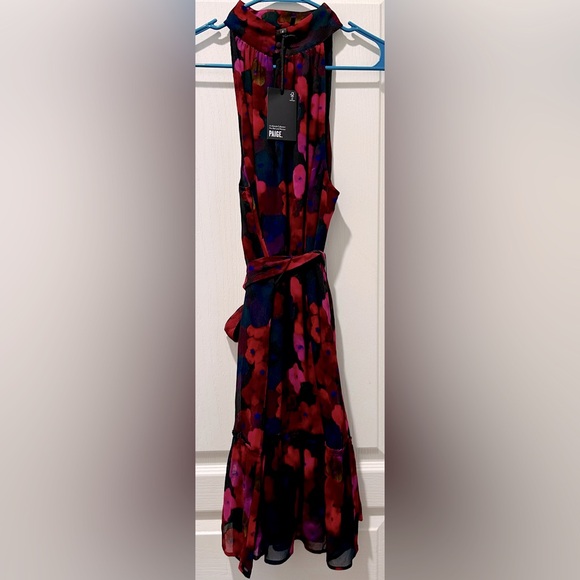 NWT Paige Sleeveless Cayman Floral Silk Halter Neck A-line Swing Mini Dress TB5 - Picture 3 of 15